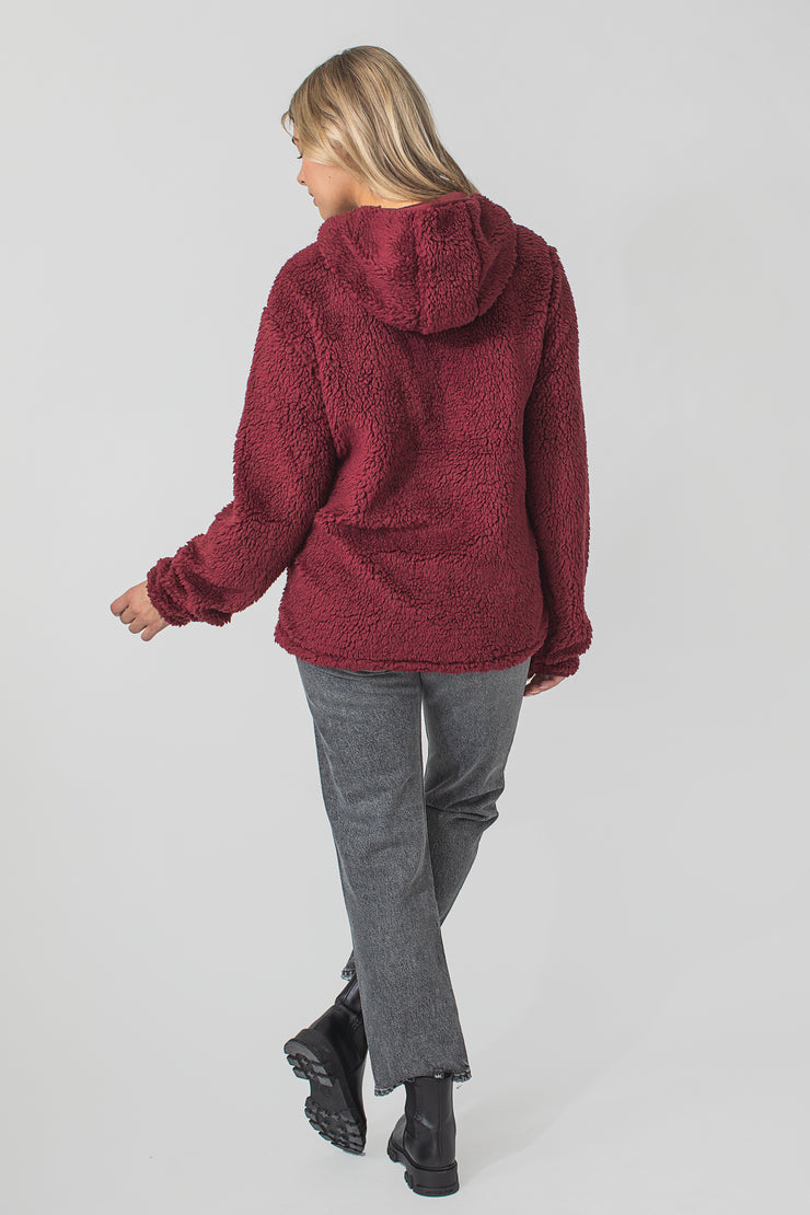 Burgundy shop sherpa hoodie