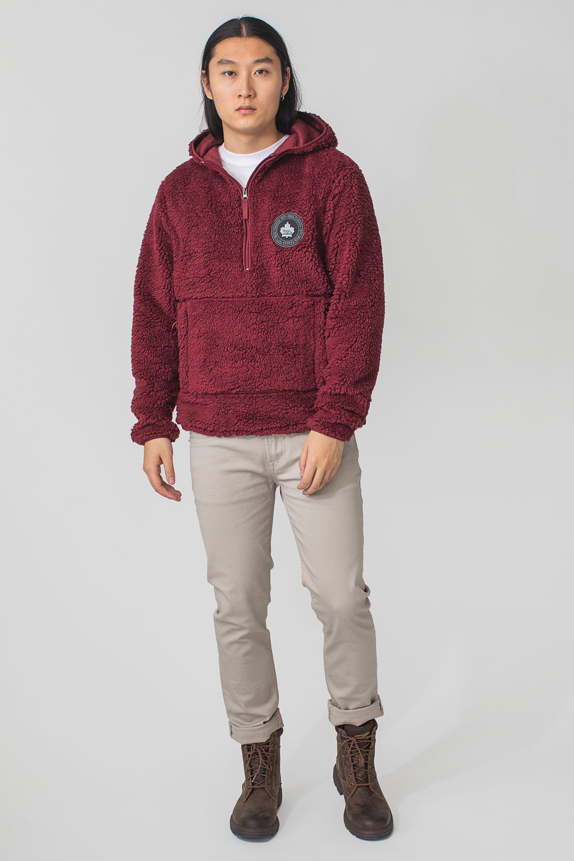 Burgundy sherpa hoodie best sale