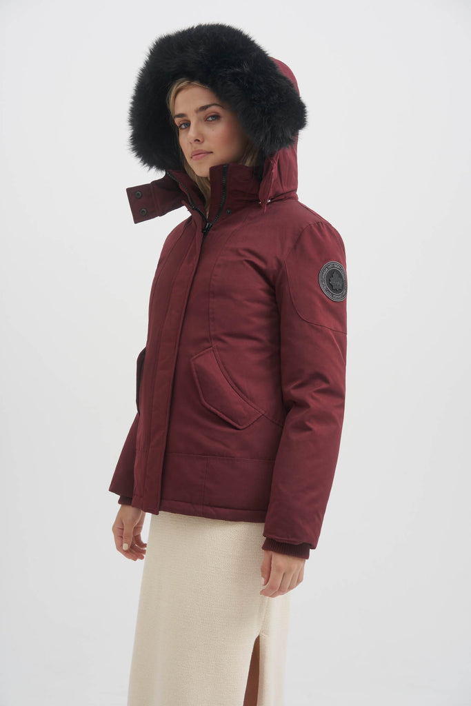 Hollister Women's All Weather Hooded Jacket Burgundy/Maroon/Red