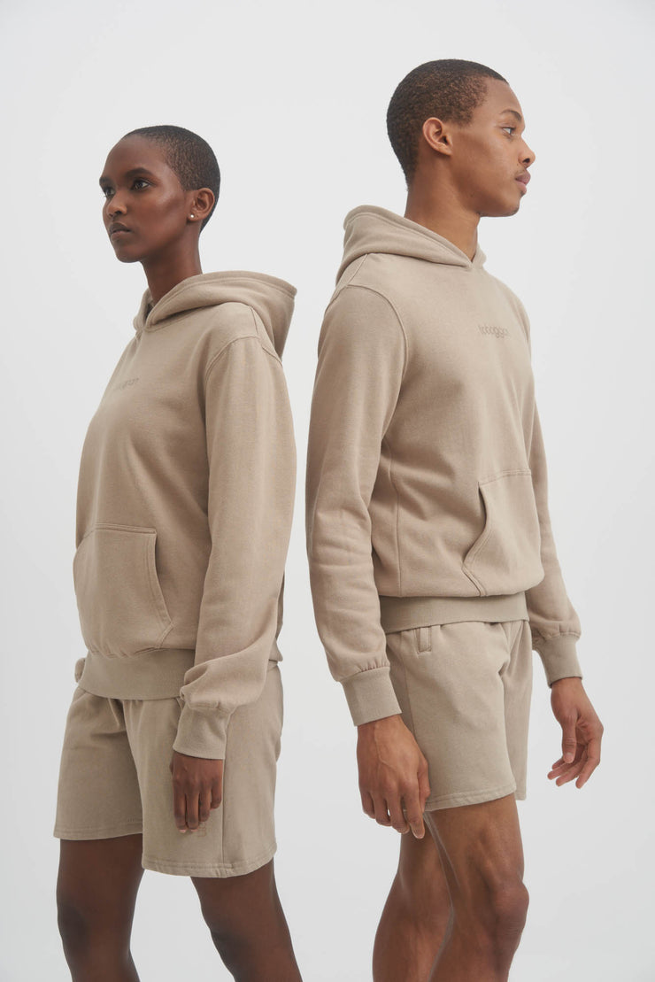 UNISEX LUXE FLEECE HOODIE BEIGE TOBOGGAN